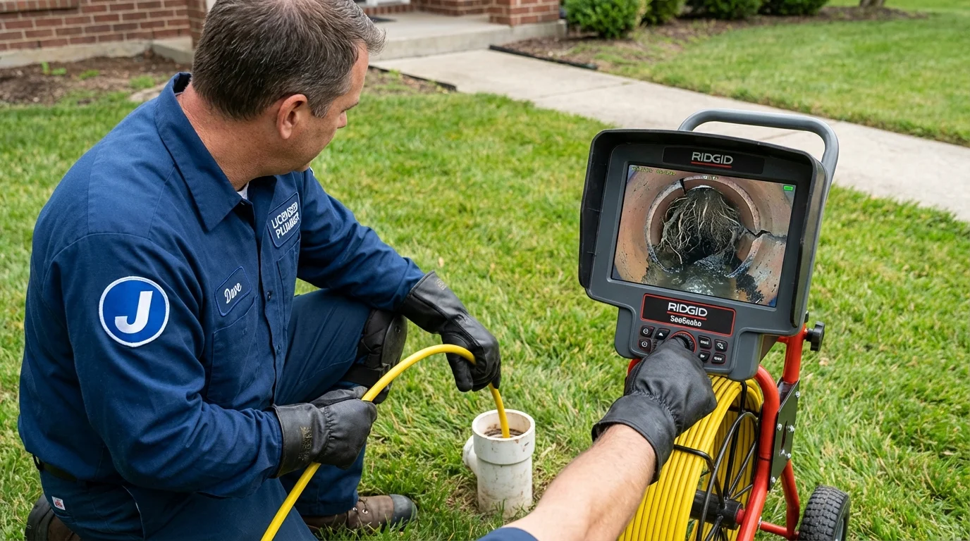 Sewer camera inspection being performed by Johns Plumbing LLC in Plainville